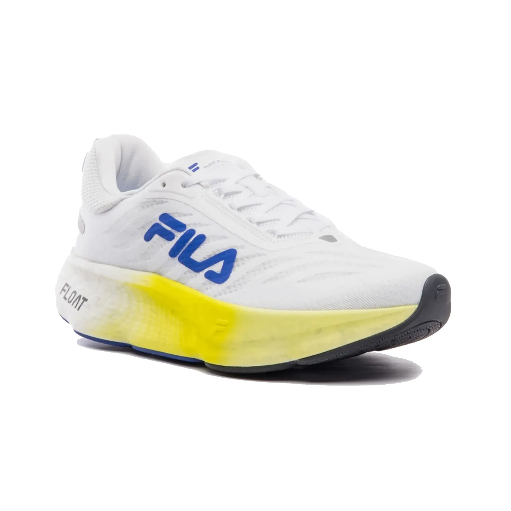 Tênis Fila Float Maxxi 2 branco masculino visto de frente em fundo branco para ajuste e conforto